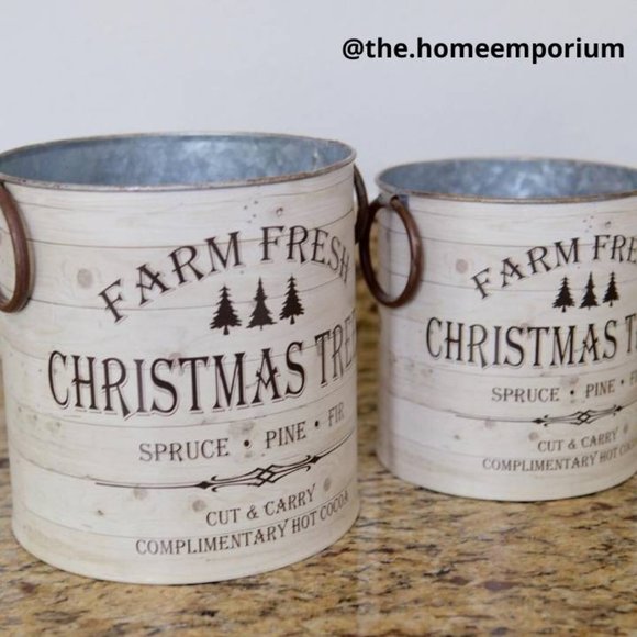 The Home Emporium Accents Farm Fresh Christmas Trees Metal Bucket